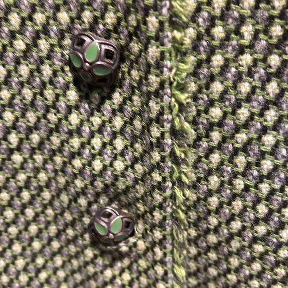 Bianca Lined Green Black Boucle Tweed Enameled Buttons US Sz 8 - Picture 4 of 8